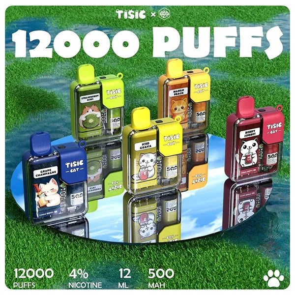 【TISIC拋棄式12000口】TISIC貓咪一次性電子煙 功率可調整 台灣現貨