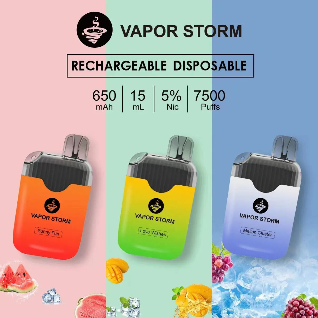 【VAPOR STORM拋棄式7500口】Vapor Storm風暴7500口 一次性電子煙 可充電