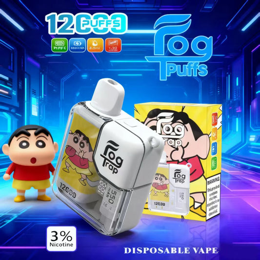 【FOG TRAP拋棄式12000口】Fog Trap 拉布布蠟筆小新聯名款 LCD 顯示 Type-C 充電