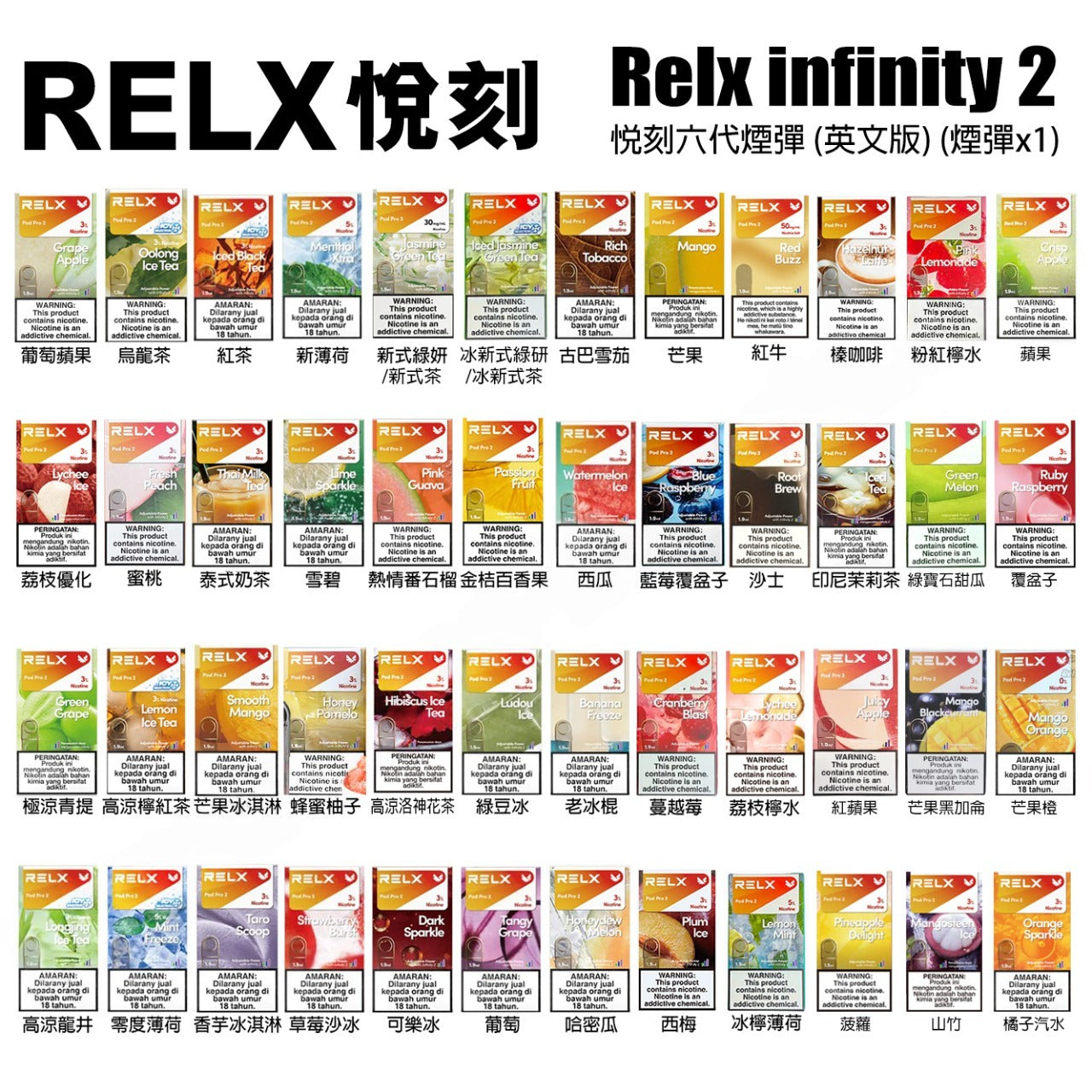 RELX Infinity Pro Pod 2 Gen 6 / 悅刻無限六代煙彈 (英文版)|正品relx悅刻6代煙彈 通用4/5代主機