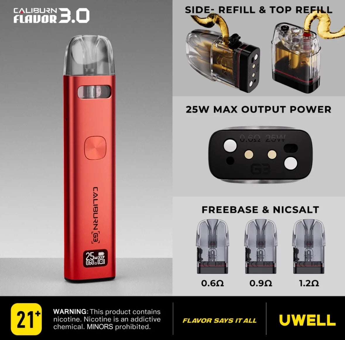 【Uwell Caliburn G3注油主機/G3空倉】Uwell咖喱G3 kit主機套裝 4入組