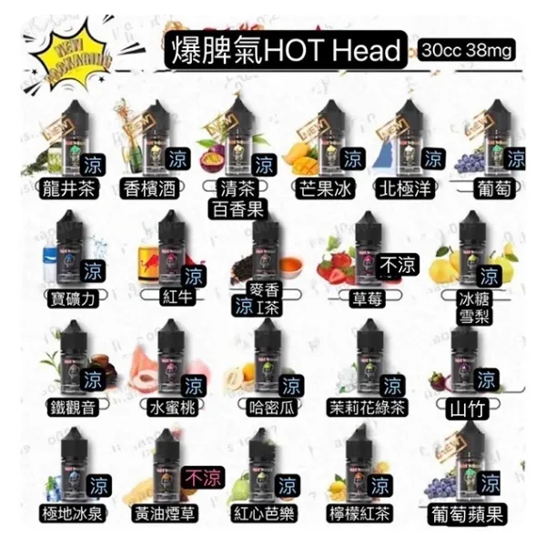 【Hot Head煙油】Hot Head 暴脾氣煙油 爆脾氣全系列 30ML 38MG 原裝正品