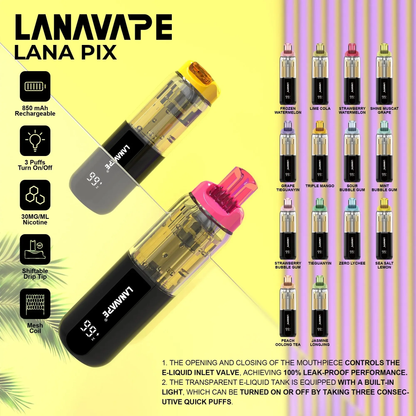 LANA PIX 閃光彈20000口拋棄式 | 折疊吸嘴設計 油芯分離